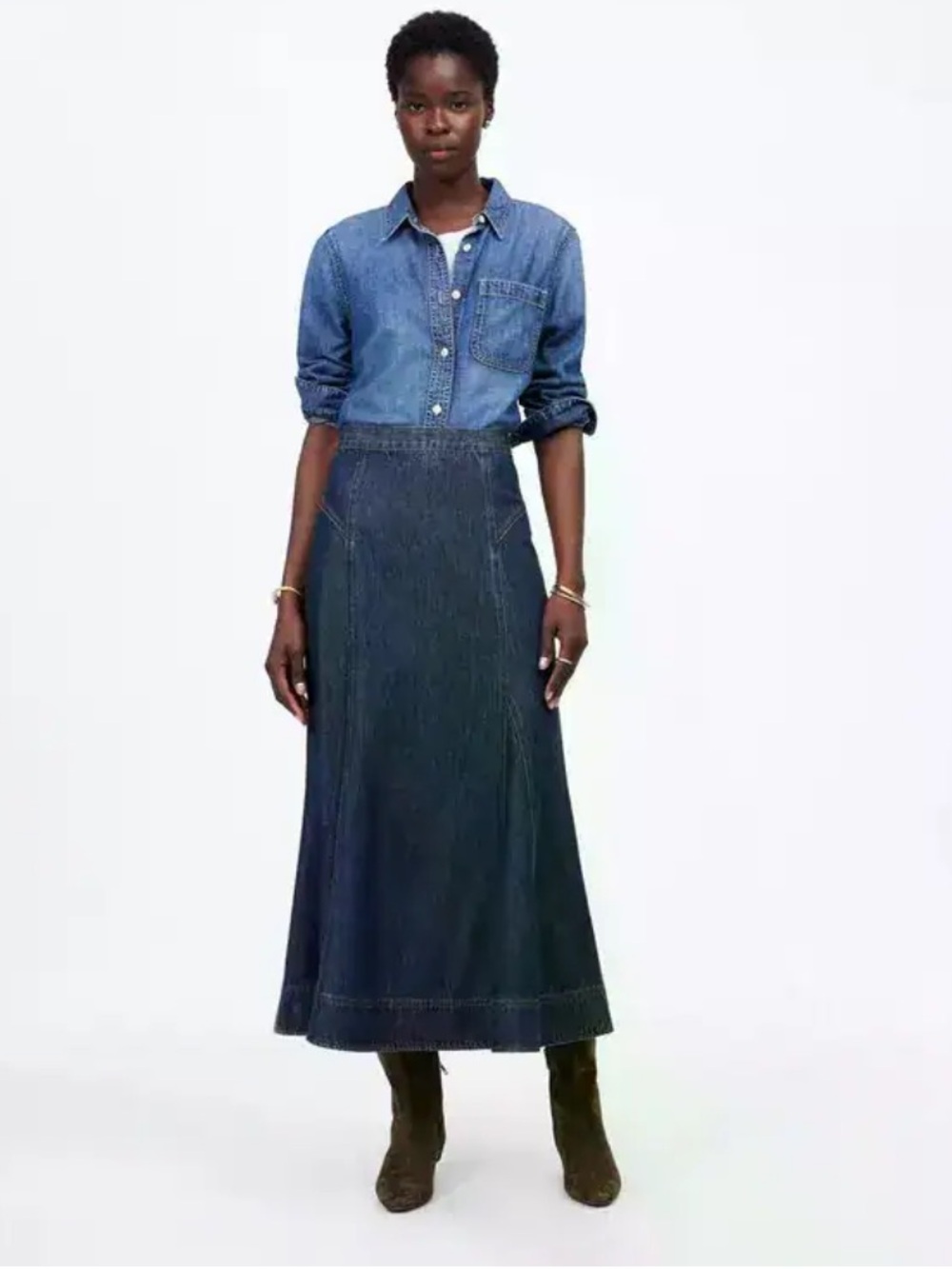 Madewell Denim Midi Circle Skirt in Avonmore Wash: Airy Denim Edition SZ 31